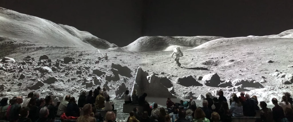 Scene showing astronaut on moon, being projected by Hive Media Control equipment - Brand Boxes