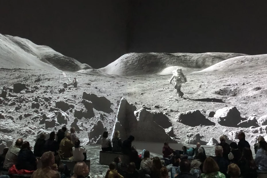 Scene showing astronaut on moon, being projected by Hive Media Control equipment - Brand Boxes